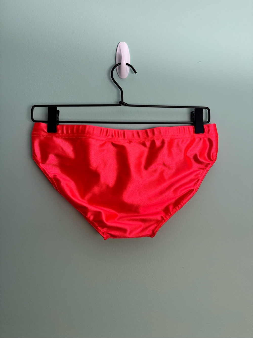 Men’s Slick It Up Neon Coral Hyper-Gloss Swim Brief - Size Medium (31-33) View 3